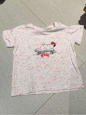 Tartine et Chocolat White Tee with Red Speckle and Skate Dog Graphic